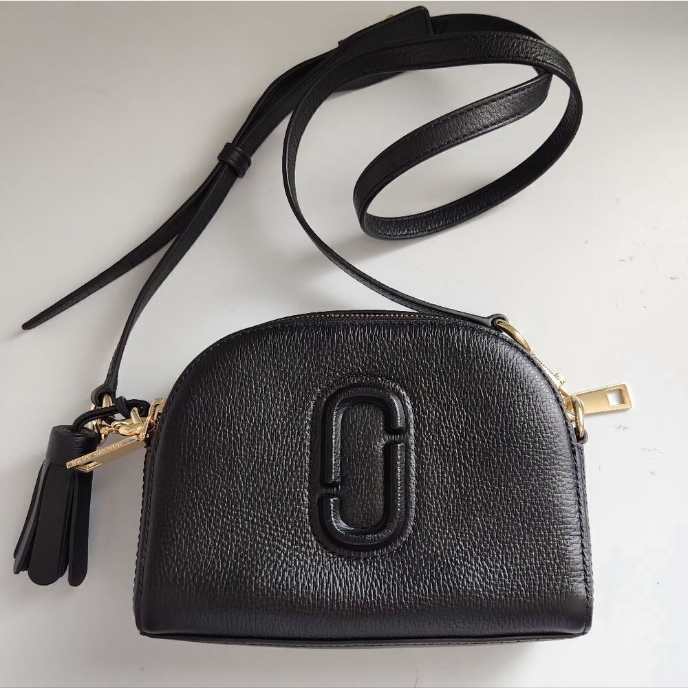 Marc Jacobs Shutter Black Leather Crossbody Bag BLACK/GOLD